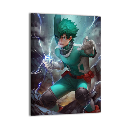 One For All Surge Wall Art Canvas Print – Deku from My Hero Academia by Nopeys