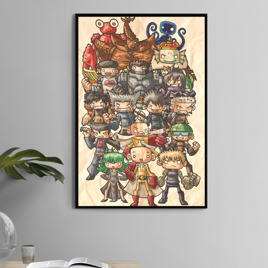 11x17 print of chibi One Punch Man characters by Jeff Benitez
