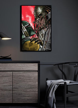Boba Fett Wall Art | HD Acrylic, Canvas, Metal Prints, Boba Fett vs Predator Star Wars crossover wall art by Tyrone Meijer. 3mm Acrylic, Dye-Sub Metal & Gloss Canvas. Ready to hang. Buy 3 Get 1 FREE!, [-Snapping Turtle Gallery