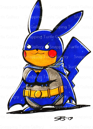 Pikachu Batman Wall Art | Pokémon Fan Art | Snapping Turtle Gallery [variant_option1] Print, Premium Wall Art by Snapping Turtle Gallery