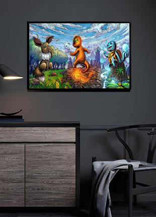 Pokémon Starters Wall Art | Pokémon Fan Art | Snapping Turtle Gallery [variant_option1] Print, Premium Wall Art by Snapping Turtle Gallery