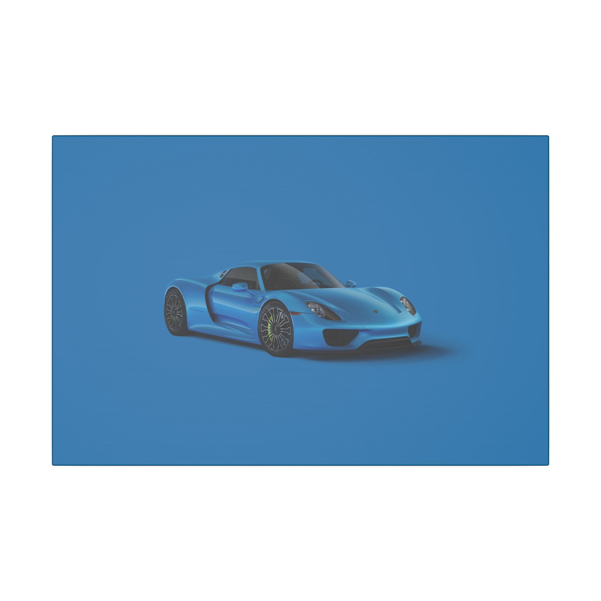 16x24 canvas wall art featuring the Porsche 918 Spyder — bold blue finish in an anime-inspired form.