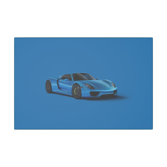 11x17 art print of the Porsche 918 Spyder in anime-style blue — a sleek hybrid hypercar profile.