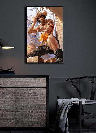 Portgas D Ace Art | Acrylic, Metal & Canvas - Snapping Turtle Gallery