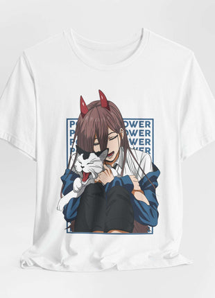 Power & Meowy Blue Frame Shirt | Chainsaw Man Fan Art | Snapping Turtle Gallery [variant_option1] Print, Premium Wall Art by Snapping Turtle Gallery