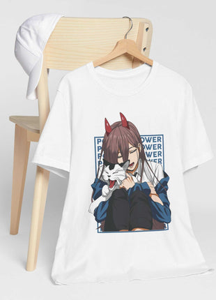Power & Meowy Blue Frame Shirt | Chainsaw Man Fan Art | Snapping Turtle Gallery [variant_option1] Print, Premium Wall Art by Snapping Turtle Gallery