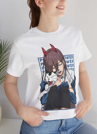 Power & Meowy Blue Frame Shirt | Chainsaw Man Fan Art | Snapping Turtle Gallery [variant_option1] Print, Premium Wall Art by Snapping Turtle Gallery