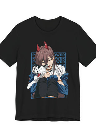Power & Meowy Blue Frame Shirt | Chainsaw Man Fan Art | Snapping Turtle Gallery [variant_option1] Print, Premium Wall Art by Snapping Turtle Gallery