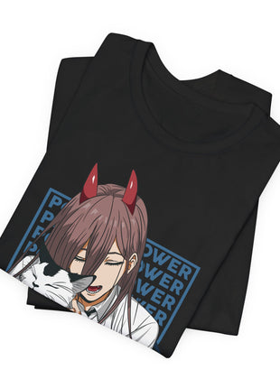 Power & Meowy Blue Frame Shirt | Chainsaw Man Fan Art | Snapping Turtle Gallery [variant_option1] Print, Premium Wall Art by Snapping Turtle Gallery