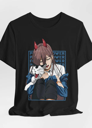 Power & Meowy Blue Frame Shirt | Chainsaw Man Fan Art | Snapping Turtle Gallery [variant_option1] Print, Premium Wall Art by Snapping Turtle Gallery