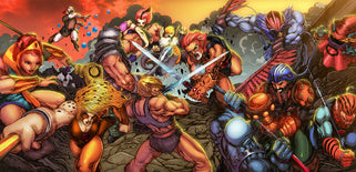 Canvas panoramic wall art of He-Man and Lion-O in battle – 11x26 