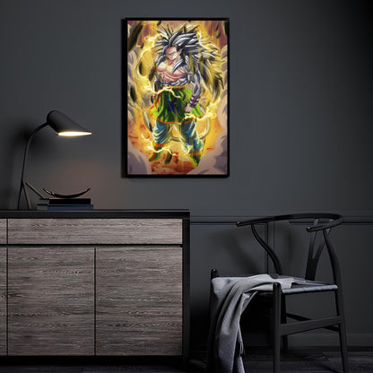  Lightning-charged Goku standing in rubble and power – 12x18 metal wall print