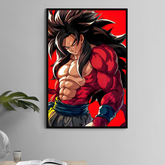 11x17 Super Saiyan 4 Goku art print with red background – Snapping Turtle Gallery