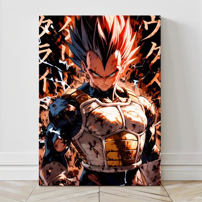 24x36 Dragon Ball Z Vegeta canvas wall print with fire and lightning – Snapping Turtle Gallery