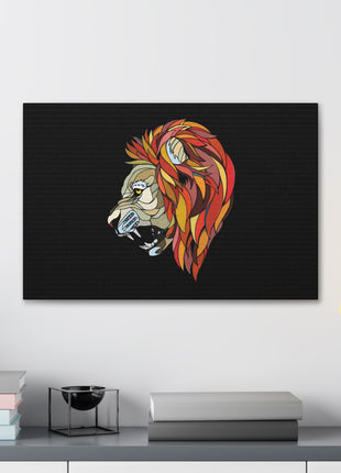 Lion Art | Acrylic, Metal & Canvas - Snapping Turtle Gallery