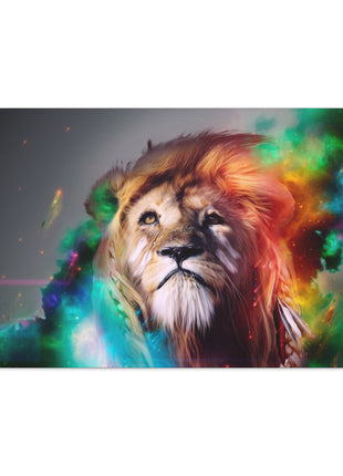 Prismatic King – Multicolor Mane Lion Wall Art | STG Collection - Snapping Turtle Gallery