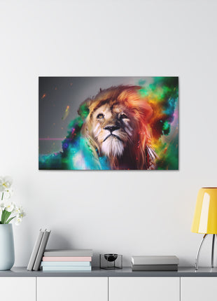 Prismatic King – Multicolor Mane Lion Wall Art | STG Collection - Snapping Turtle Gallery