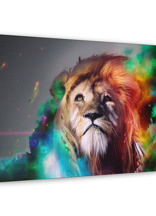 Prismatic King – Multicolor Mane Lion Wall Art | STG Collection - Snapping Turtle Gallery