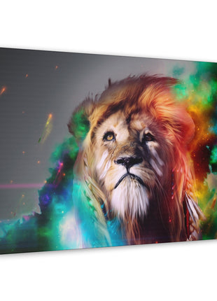 Prismatic King – Multicolor Mane Lion Wall Art | STG Collection - Snapping Turtle Gallery