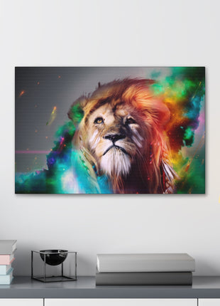 Prismatic King – Multicolor Mane Lion Wall Art | STG Collection - Snapping Turtle Gallery