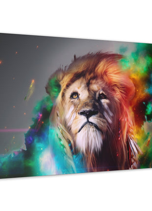 Prismatic King – Multicolor Mane Lion Wall Art | STG Collection - Snapping Turtle Gallery