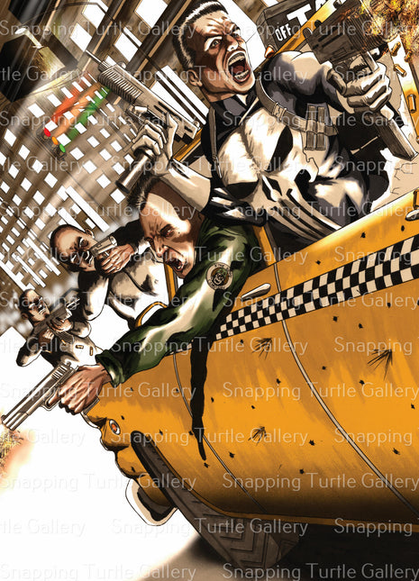 Punisher & Travis Bickle Wall Art | Crossover Fan Art | Snapping Turtle Gallery [variant_option1] Print, Premium Wall Art by Snapping Turtle Gallery