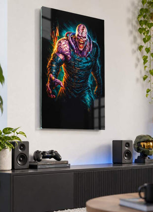 Pursuer Unleashed Nemesis acrylic wall art in a modern media lounge