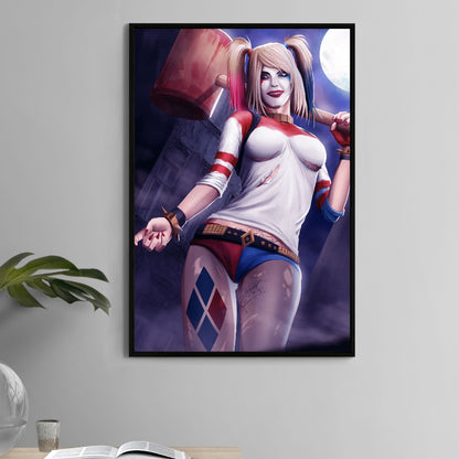 Poster—punk-styled antihero with mallet under a full moon; artwork by Ben Asher.