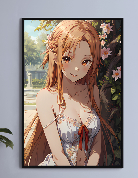 Radiant Blossom Guardian Wall Art Poster Print – Asuna Yuuki Anime Artwork