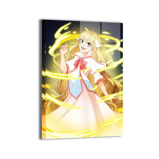 Mavis Vermillion metal print with magical golden effects and anime fantasy style
