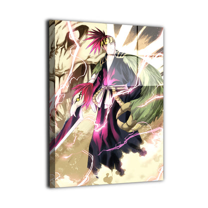 Metal wall art featuring Renji from Bleach in a powerful pose, highlighting zanpakuto detail, bold textures, and dramatic anime energy