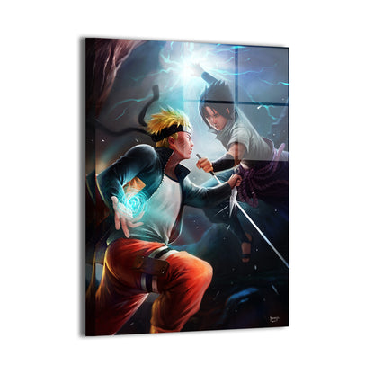 Rivalry Reborn Wall Art Metal Print – Naruto vs Sasuke by Nopeys