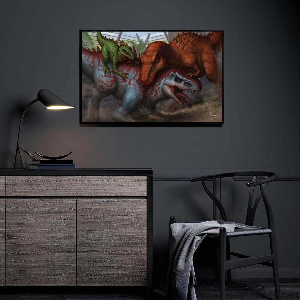 Alpha Predators Arena Wall Art by Sam Dela Torre displayed in a modern room.