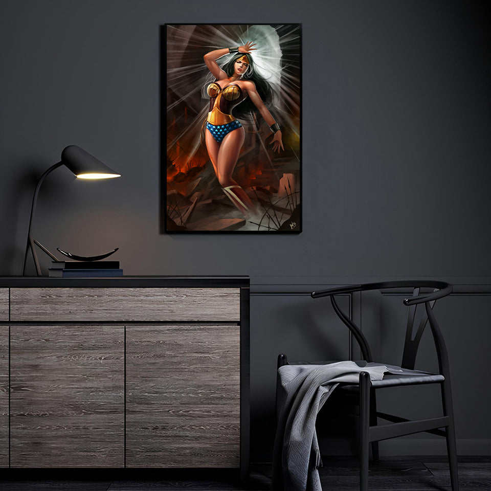 Amazonian Radiance Wall Art by Ceasar displayed in a modern room.