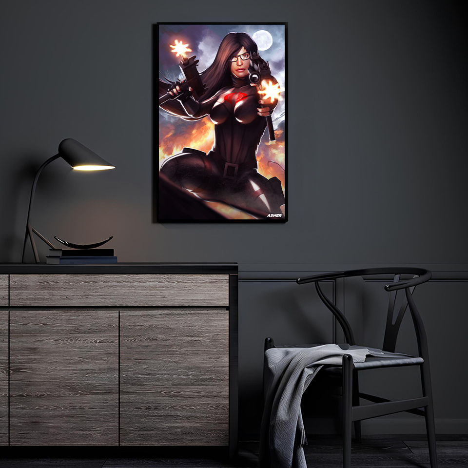 Baroness Firestorm Assault by Ben Asher displayed in a modern room.