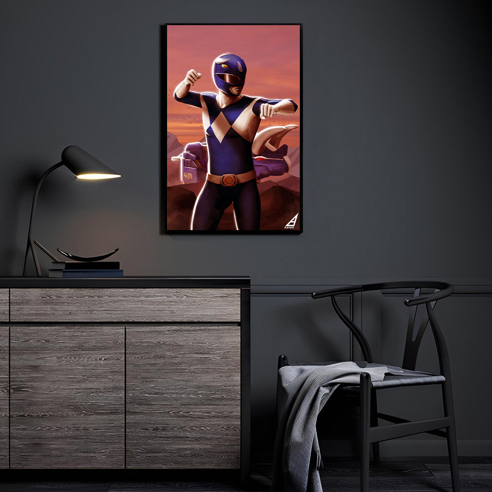 Blue Ranger wall art by Ben Asher displayed in modern room.