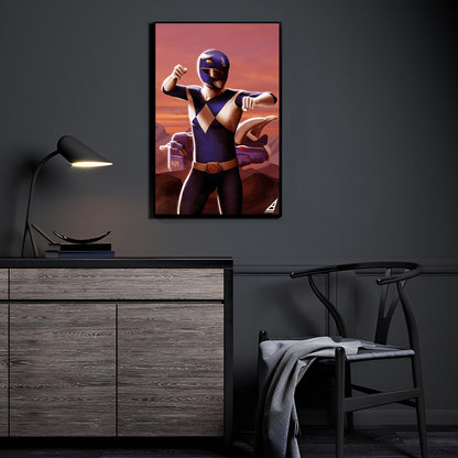 Blue Ranger wall art by Ben Asher displayed in modern room.