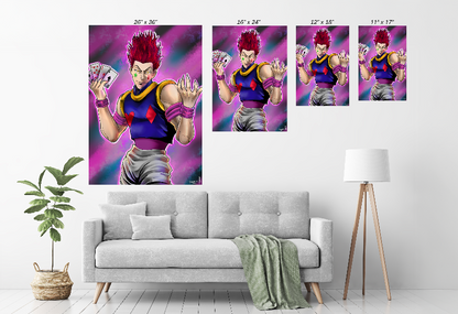 hisoka art by emmanuel centeno displayed in a modern room
