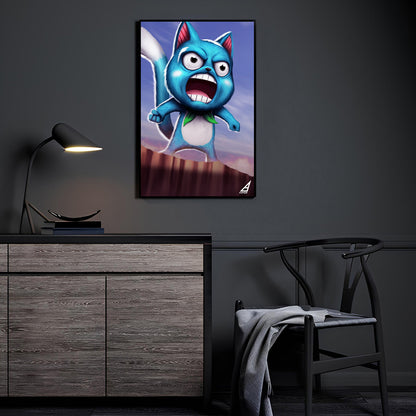 Exceed Takeoff (Happy from Fairy Tail) by Ben Asher displayed in a modern room.