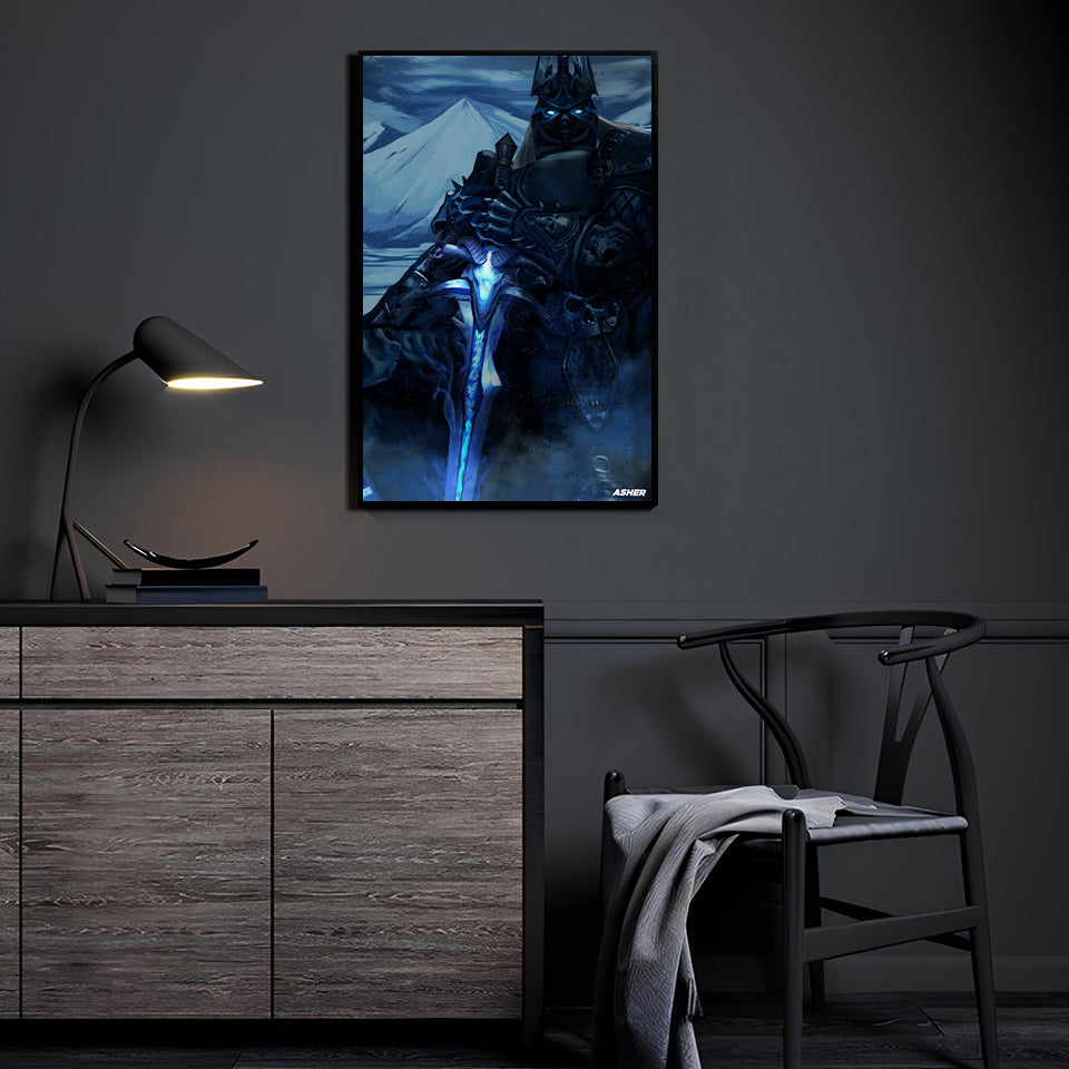 Frostmourne Vigil (Arthas the Lich King) by Ben Asher displayed in a modern room.
