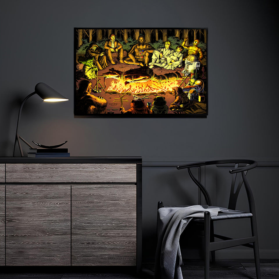 Galactic Campfire Roast by Emil Cabaltierra, colors by Splash Colors displayed in a modern room.
