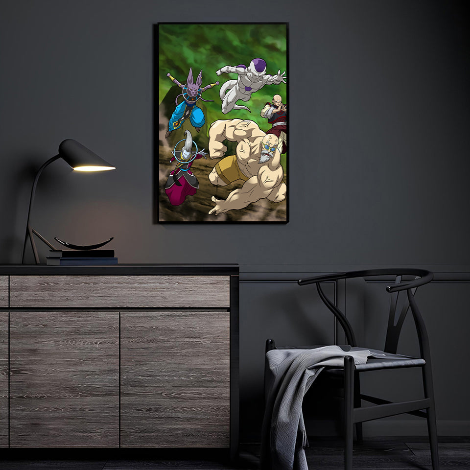 Gods and Warriors Charge Wall Art by Pasibe and Dela Torre displayed in a modern room.