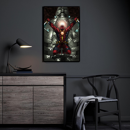 deadpool marvel wall art displayed as premium print in modern room.