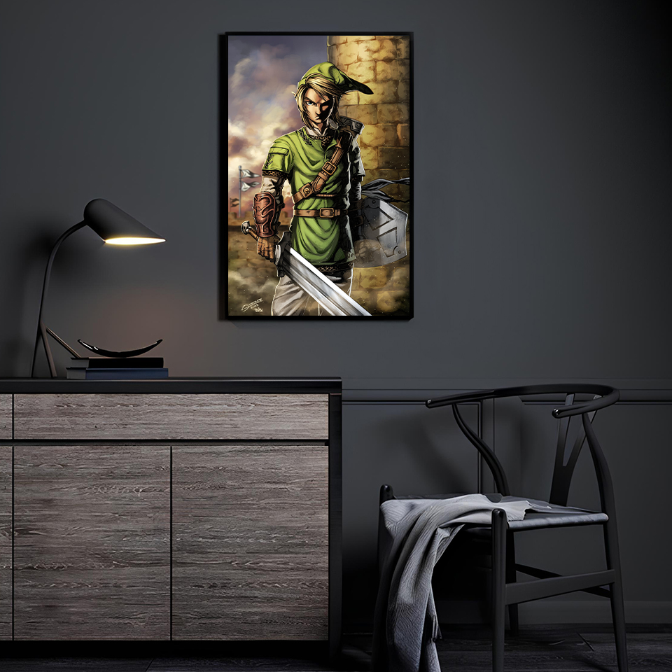 Hero of Hyrule by Geebo Vigonte (colors Brian Valeza) displayed in a modern room.