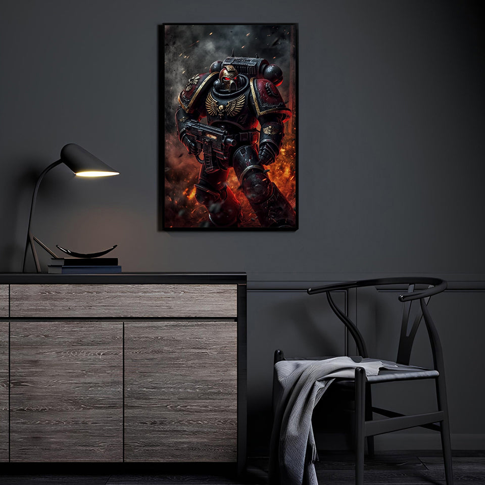 Imperial Space Marine Vanguard displayed in a modern room.