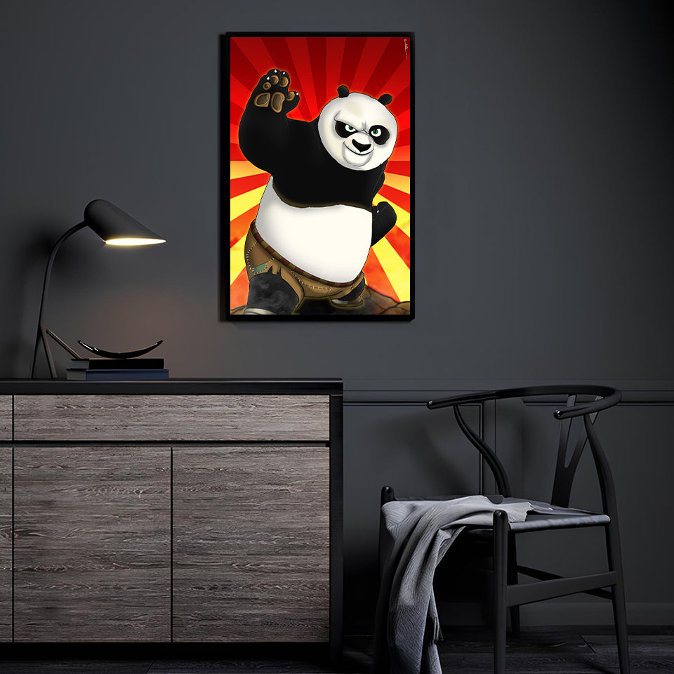 Kung Fury Panda by Emmanuel Centeno displayed in a modern room.