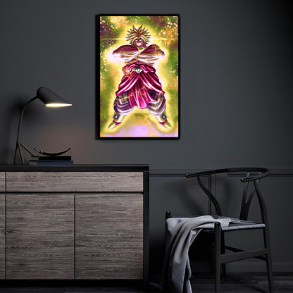 Legendary Surge Room Mockup — Broly Legendary Super Saiyan, Dragon Ball artwork by Ryan Pasibe displayed in a modern room.