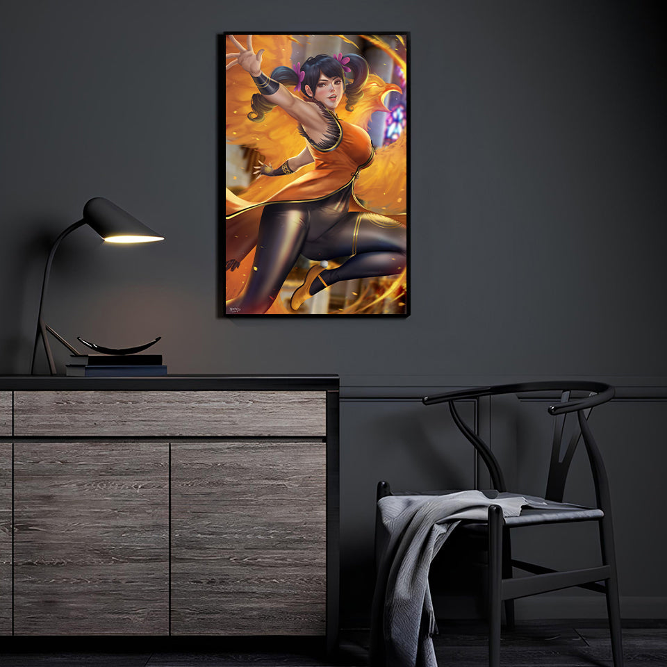 Ling Xiaoyu by Nopeys displayed as a vibrant centerpiece in a modern gaming room.