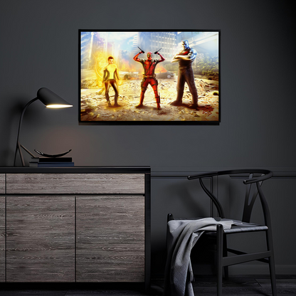 Merc With Backup by Richard Williams displayed in a modern room.