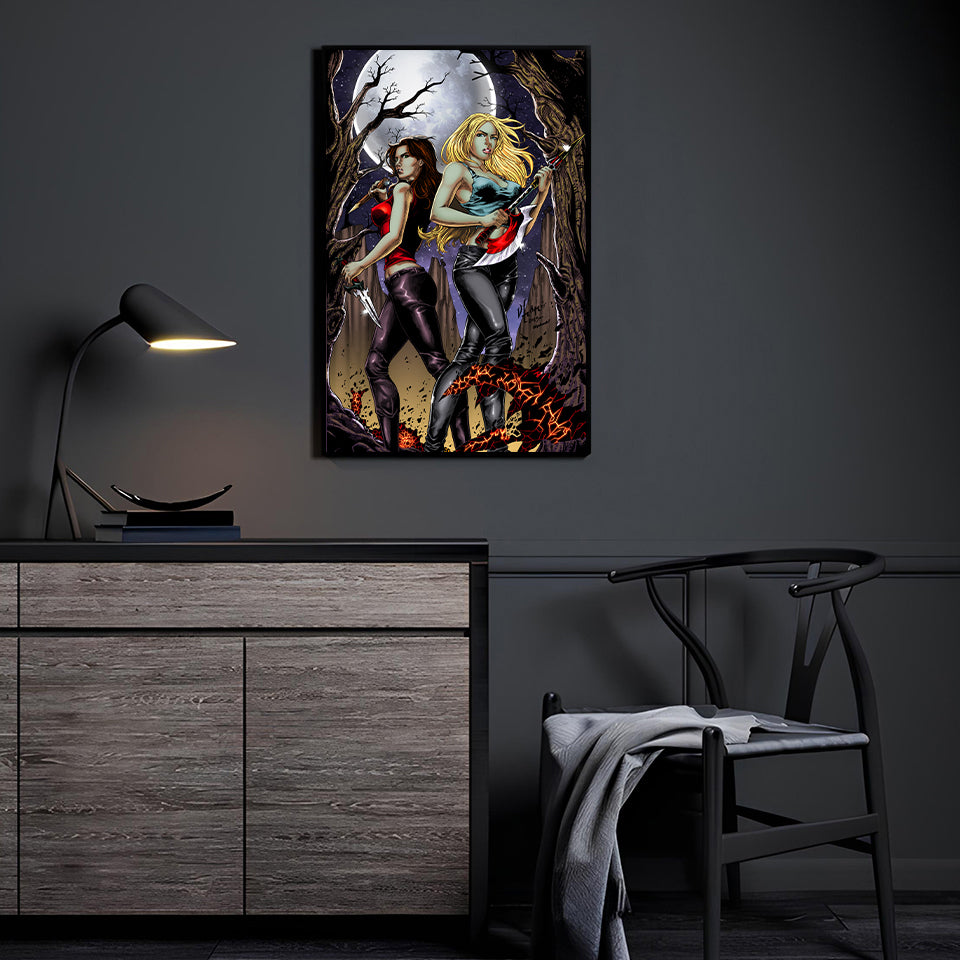 Moonlit Slayers by Vhon Remot displayed in a modern room.